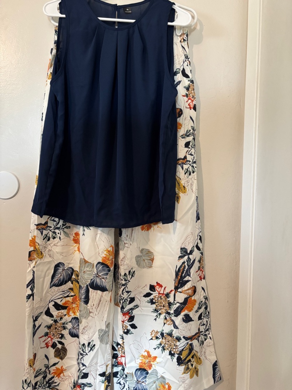 New set - navy blue shirt with complementary pants.